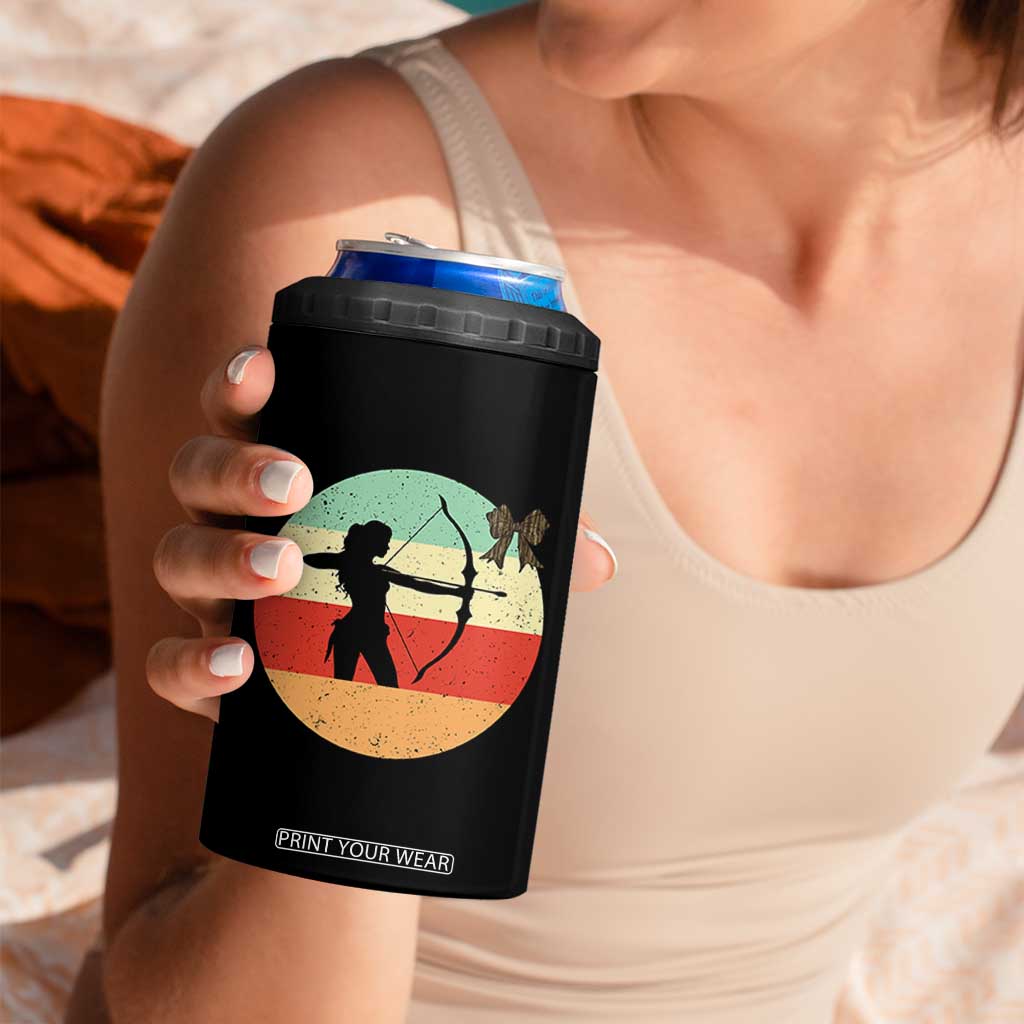 Retro Sunset Hunter Gift 4 in 1 Can Cooler Tumbler Women Bow Hunters TS12 Print Your Wear