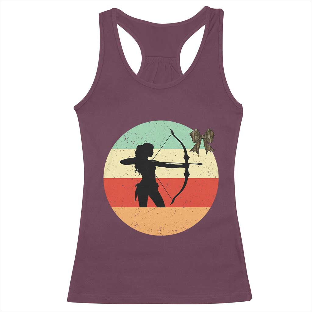 Retro Sunset Hunter Gift Racerback Tank Top Women Bow Hunters TS12 Maroon Print Your Wear