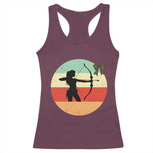 Retro Sunset Hunter Gift Racerback Tank Top Women Bow Hunters TS12 Maroon Print Your Wear