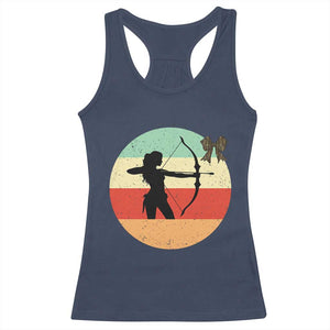 Retro Sunset Hunter Gift Racerback Tank Top Women Bow Hunters TS12 Navy Print Your Wear