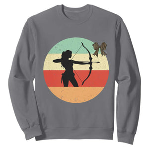 Retro Sunset Hunter Gift Sweatshirt Women Bow Hunters TS12 Charcoal Print Your Wear
