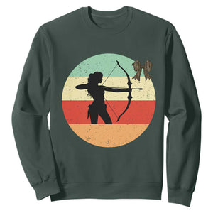 Retro Sunset Hunter Gift Sweatshirt Women Bow Hunters TS12 Dark Forest Green Print Your Wear