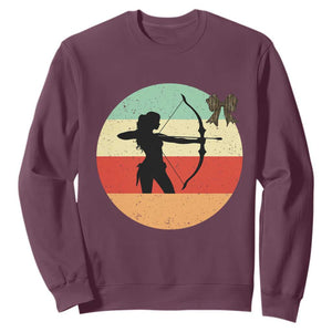 Retro Sunset Hunter Gift Sweatshirt Women Bow Hunters TS12 Maroon Print Your Wear