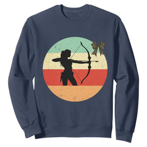 Retro Sunset Hunter Gift Sweatshirt Women Bow Hunters TS12 Navy Print Your Wear