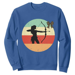 Retro Sunset Hunter Gift Sweatshirt Women Bow Hunters TS12 Royal Blue Print Your Wear