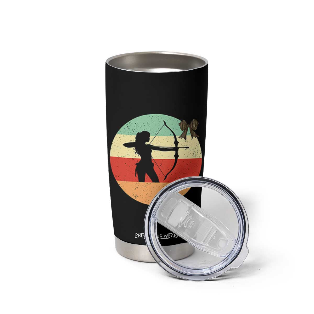 Retro Sunset Hunter Gift Tumbler Cup Women Bow Hunters TS12 Print Your Wear