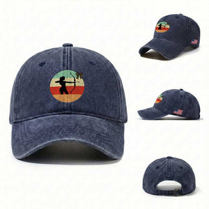 Retro Sunset Hunter Gift Washed Cotton Baseball Cap Women Bow Hunters TS12 Washed Cap Universal Fit Navy Print Your Wear