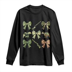 Women Bear Hunting Season Long Sleeve Shirt Camo Bow Coquette Gift TS12 Black Print Your Wear