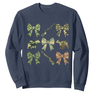 Women Bear Hunting Season Sweatshirt Camo Bow Coquette Gift TS12 Navy Print Your Wear