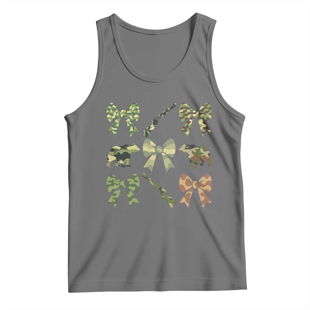 Women Bear Hunting Season Tank Top Camo Bow Coquette Gift TS12 Black Heather Print Your Wear