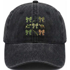 Women Bear Hunting Season Washed Cotton Baseball Cap Camo Bow Coquette Gift TS12 Washed Cap Universal Fit Black Print Your Wear