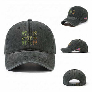 Women Bear Hunting Season Washed Cotton Baseball Cap Camo Bow Coquette Gift TS12 Washed Cap Universal Fit Dark Green Print Your Wear