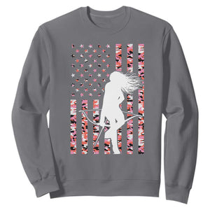 Patriotic Women Bow Hunter Sweatshirt American Flag Pink Camo Gift TS12 Charcoal Print Your Wear