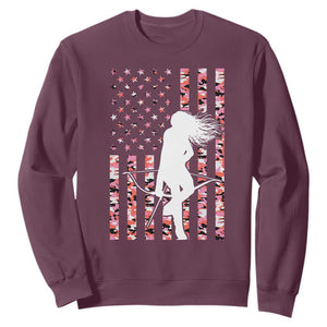 Patriotic Women Bow Hunter Sweatshirt American Flag Pink Camo Gift TS12 Maroon Print Your Wear