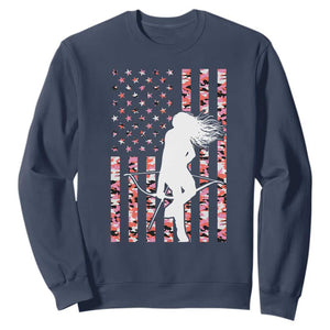 Patriotic Women Bow Hunter Sweatshirt American Flag Pink Camo Gift TS12 Navy Print Your Wear