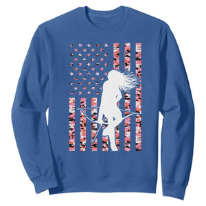 Patriotic Women Bow Hunter Sweatshirt American Flag Pink Camo Gift TS12 Royal Blue Print Your Wear