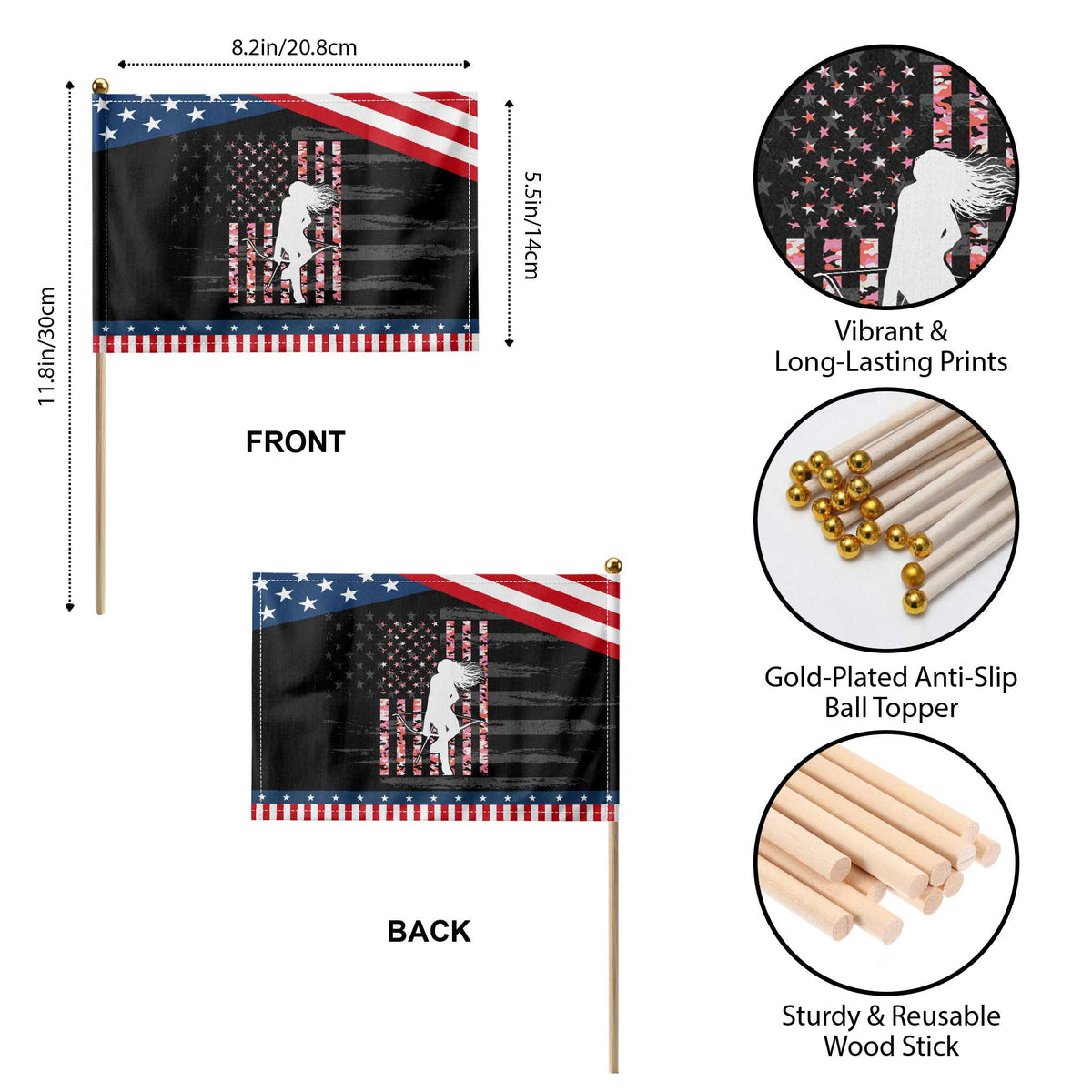 Patriotic Women Bow Hunter Patriotic Handheld Flag American Flag Pink Camo Gift TS12 Print Your Wear