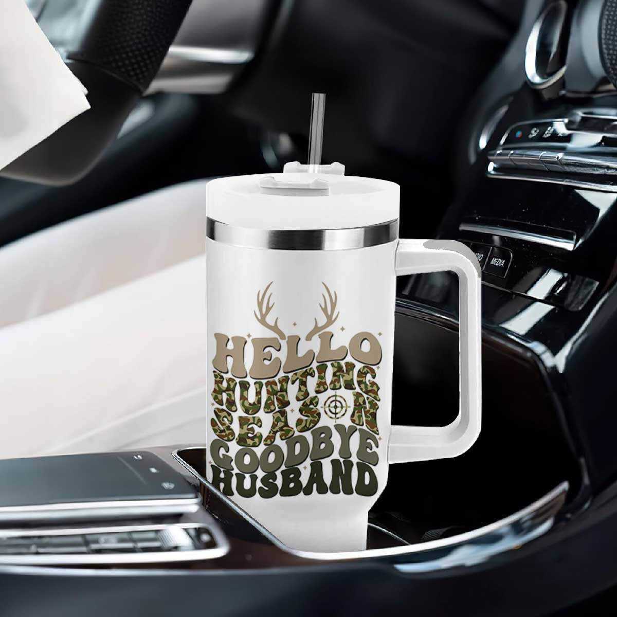 Hello Hunting Season Goodbye Husband Tumbler With Handle Funny Hunter Wife Gift TS12 Print Your Wear