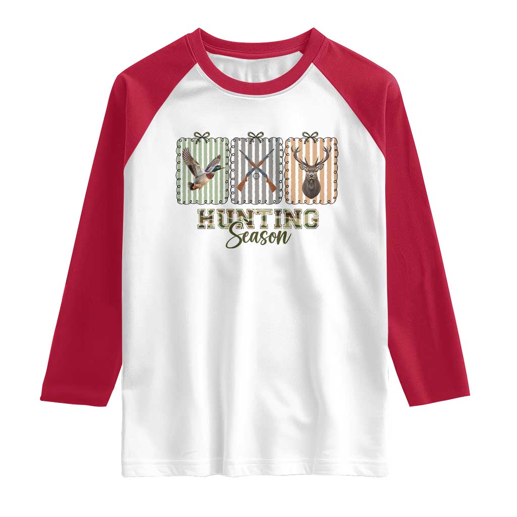 Hunting Season Raglan Shirt Funny Hunter Wife Gift TS12 White Red Print Your Wear