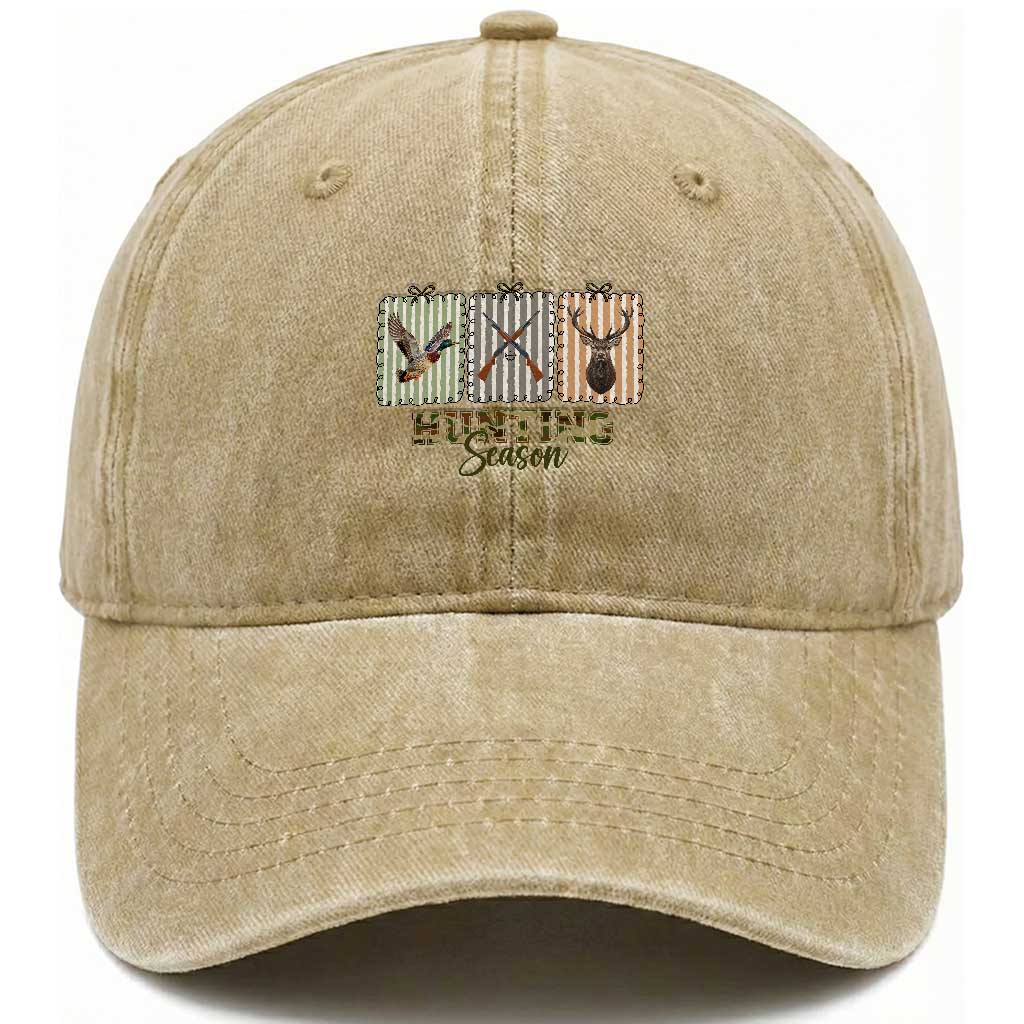 Hunting Season Washed Cotton Baseball Cap Funny Hunter Wife Gift TS12 Washed Cap Universal Fit Khaki Print Your Wear
