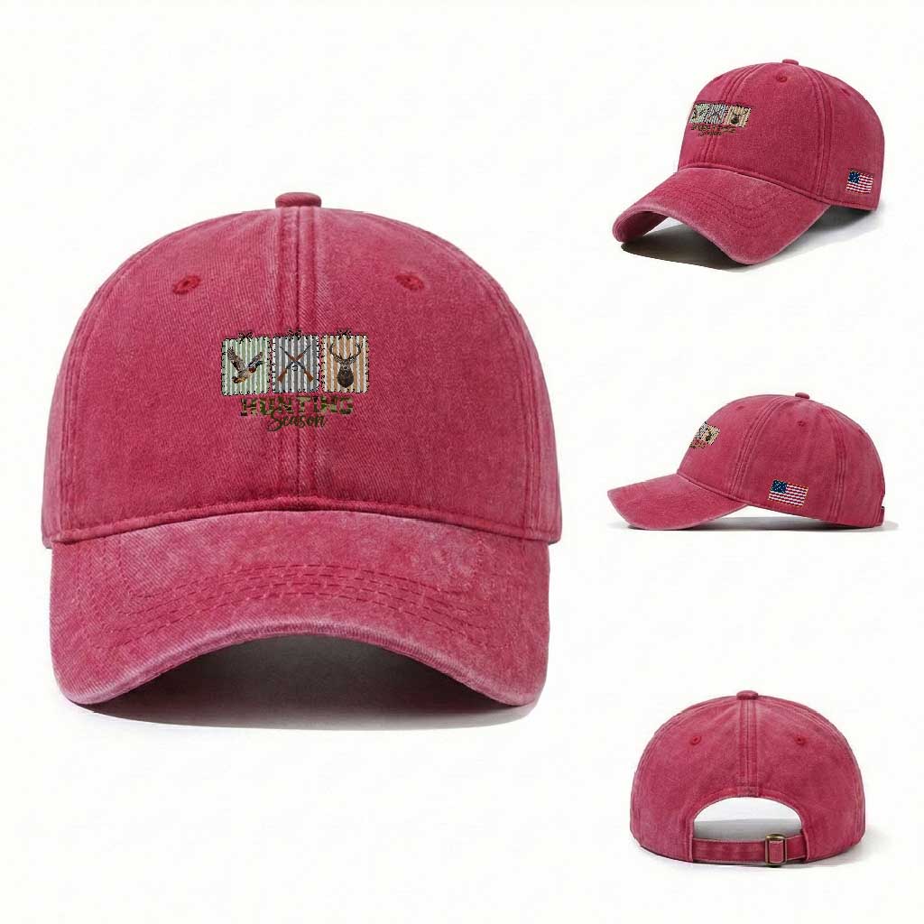 Hunting Season Washed Cotton Baseball Cap Funny Hunter Wife Gift TS12 Washed Cap Universal Fit Red Print Your Wear