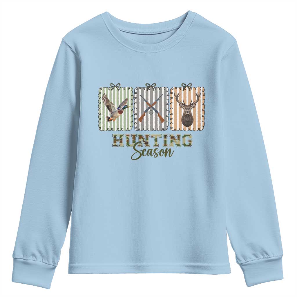 Hunting Season Youth Sweatshirt Funny Hunter Wife Gift TS12 Light Blue Print Your Wear