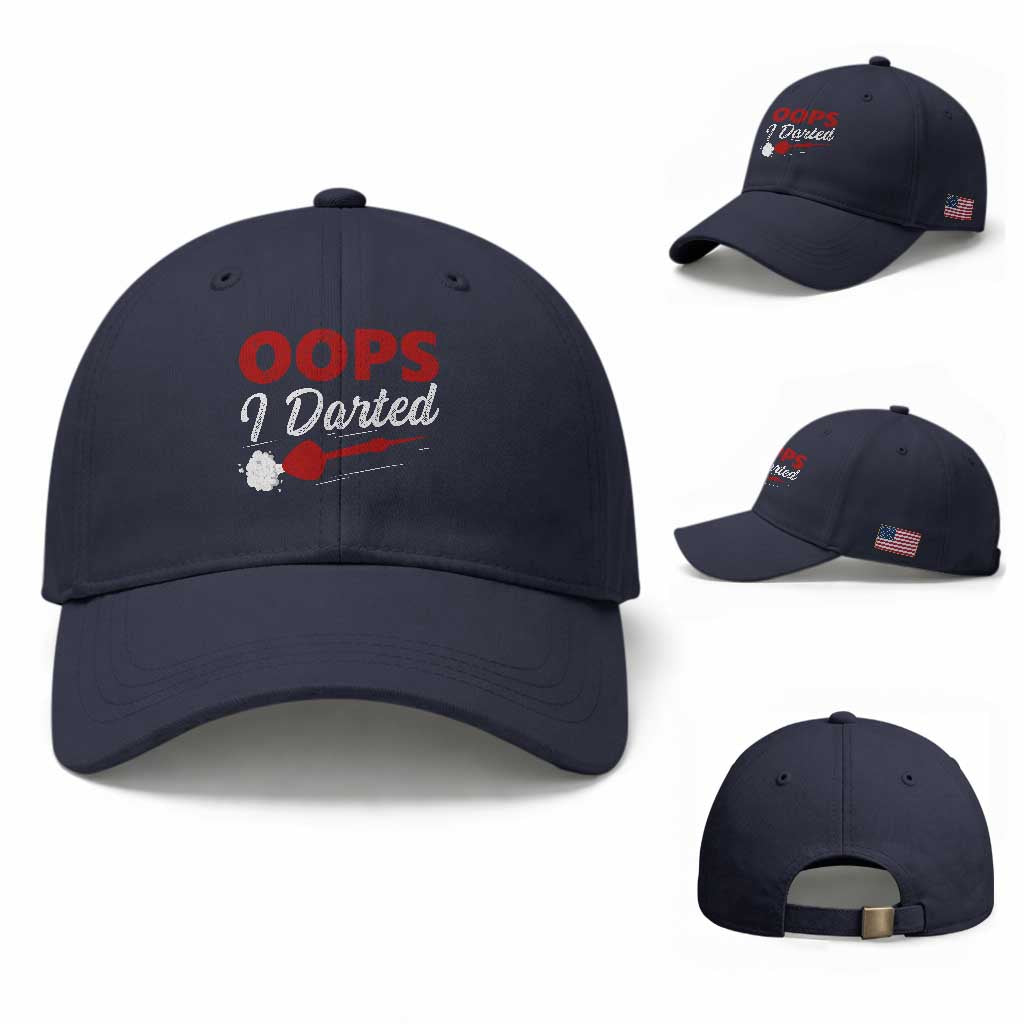 Dart Player Sarcasm Gift Baseball Cap Funny Oops I Darted TS12 Baseball Cap Universal Fit Navy Print Your Wear
