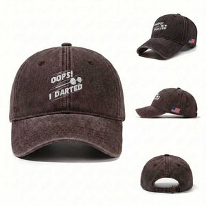 Funny Dart Thrower Washed Cotton Baseball Cap Oops I Darted Gift For Dartist TS12 Washed Cap Universal Fit Dark Brown Print Your Wear