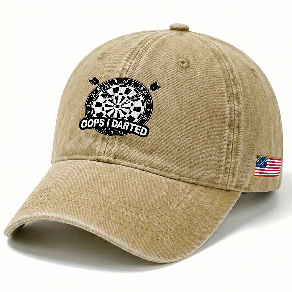 Funny Oops I Darted Washed Cotton Baseball Cap Sarcastic Dartist Darts Lover Gift TS12 Print Your Wear