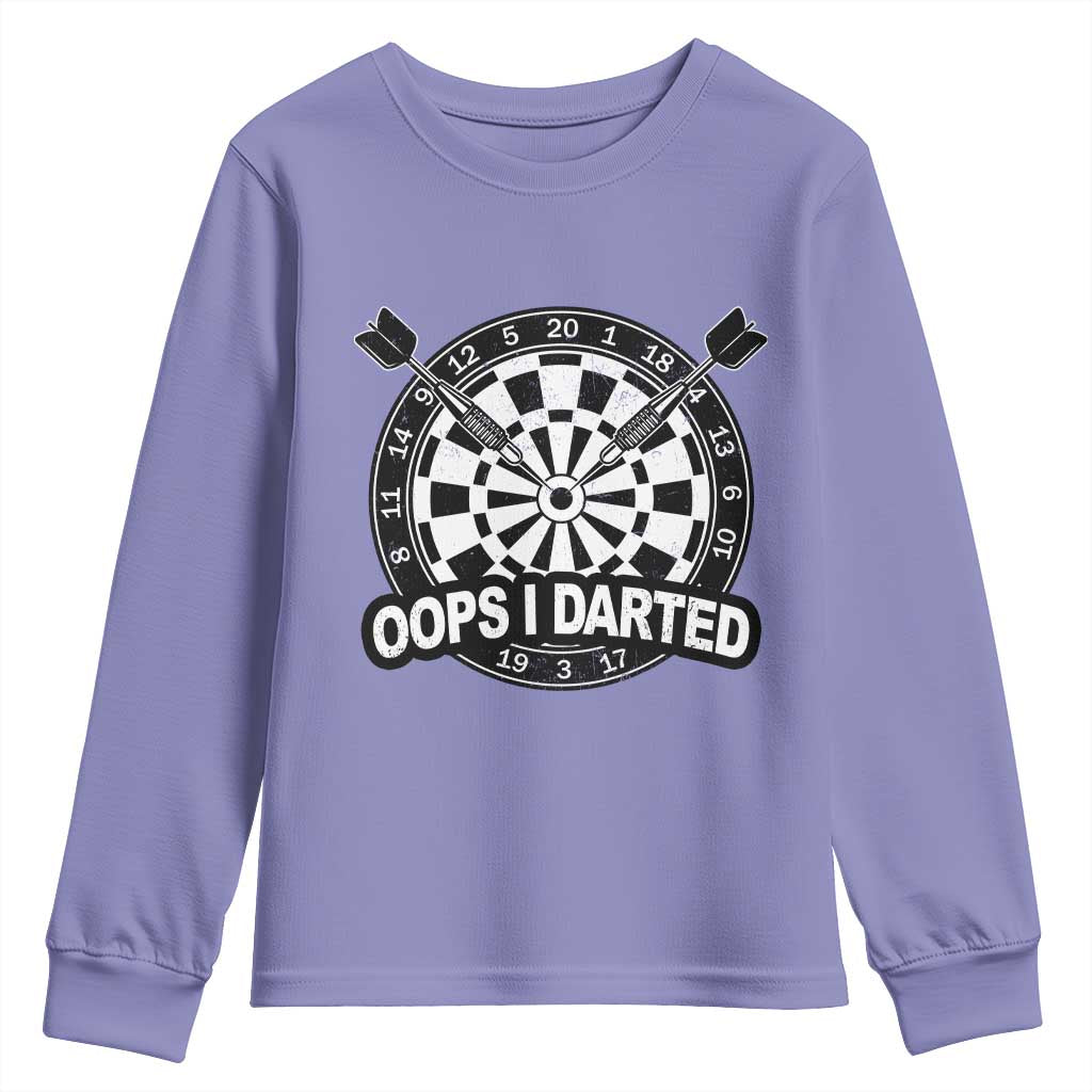 Funny Oops I Darted Youth Sweatshirt Sarcastic Dartist Darts Lover Gift TS12 Violet Print Your Wear