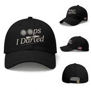Oops I Darted Baseball Cap Funny Pub Darts Lover TS12 Baseball Cap Universal Fit Black Print Your Wear