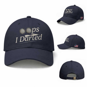 Oops I Darted Baseball Cap Funny Pub Darts Lover TS12 Baseball Cap Universal Fit Navy Print Your Wear
