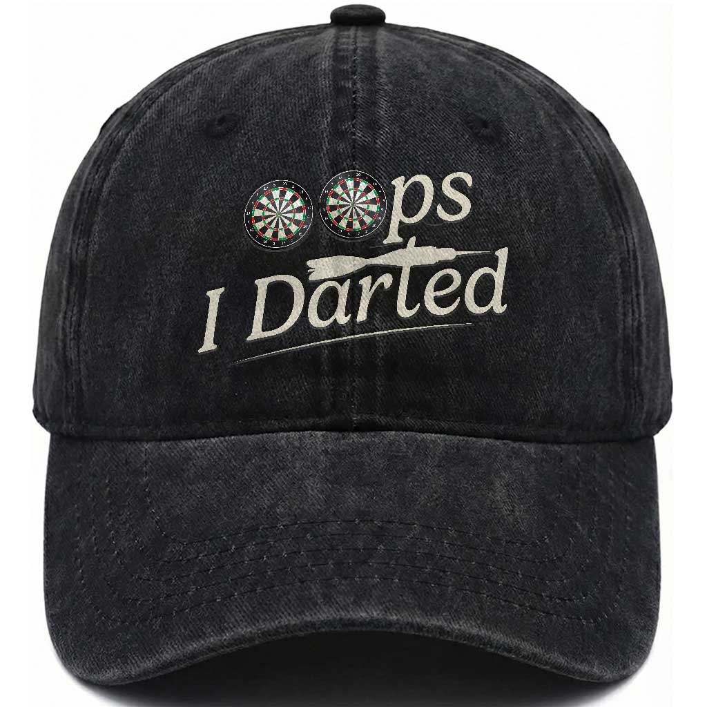 Oops I Darted Washed Cotton Baseball Cap Funny Pub Darts Lover TS12 Print Your Wear