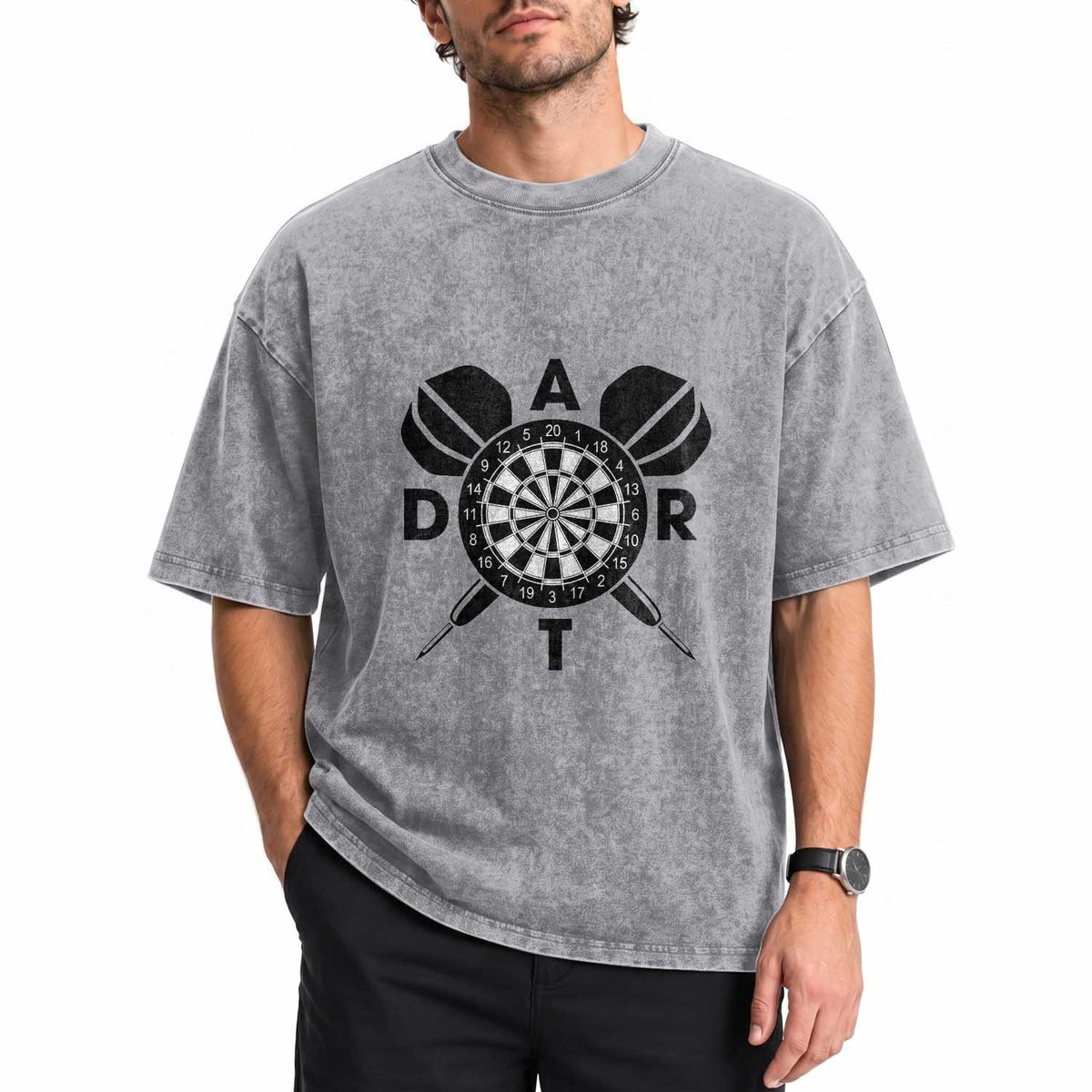 Vintage Dartboard Gift Idea For Dart Lover Washed Cotton T-Shirt