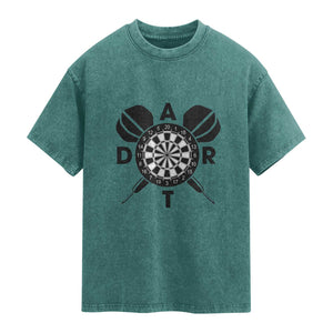 Vintage Dartboard Gift Idea For Dart Lover Washed Cotton T-Shirt