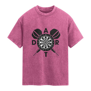 Vintage Dartboard Gift Idea For Dart Lover Washed Cotton T-Shirt
