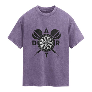 Vintage Dartboard Gift Idea For Dart Lover Washed Cotton T-Shirt