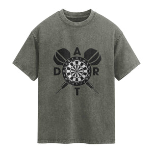 Vintage Dartboard Gift Idea For Dart Lover Washed Cotton T-Shirt