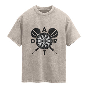 Vintage Dartboard Gift Idea For Dart Lover Washed Cotton T-Shirt