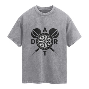 Vintage Dartboard Gift Idea For Dart Lover Washed Cotton T-Shirt