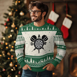 Vintage Dartboard Gift Idea For Dart Lover Ugly Christmas Sweater TS12 Beige Green Print Your Wear