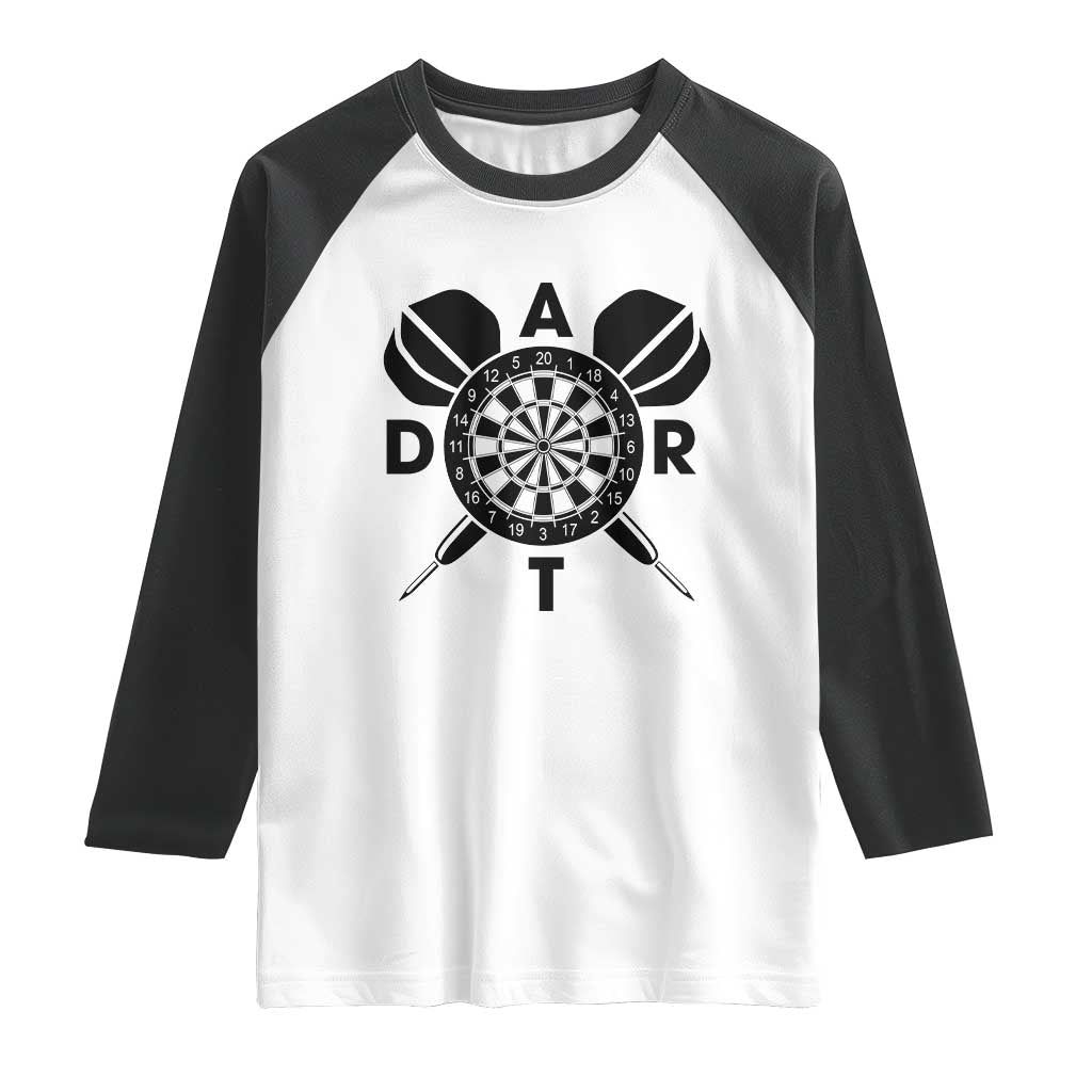 Vintage Dartboard Gift Idea For Dart Lover Raglan Shirt TS12 White Black Print Your Wear