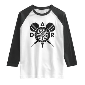 Vintage Dartboard Gift Idea For Dart Lover Raglan Shirt TS12 White Black Print Your Wear