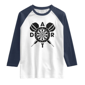 Vintage Dartboard Gift Idea For Dart Lover Raglan Shirt TS12 White Navy Print Your Wear
