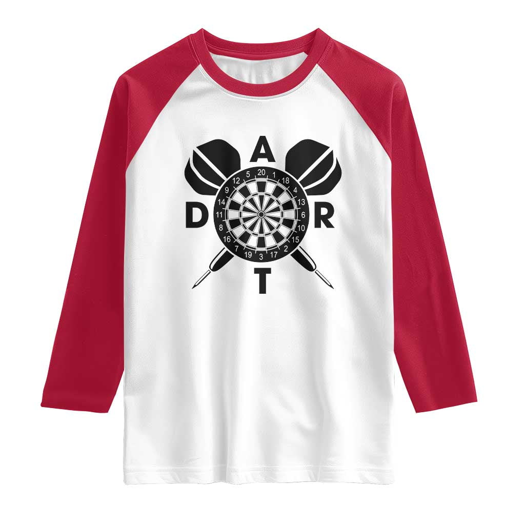 Vintage Dartboard Gift Idea For Dart Lover Raglan Shirt TS12 White Red Print Your Wear