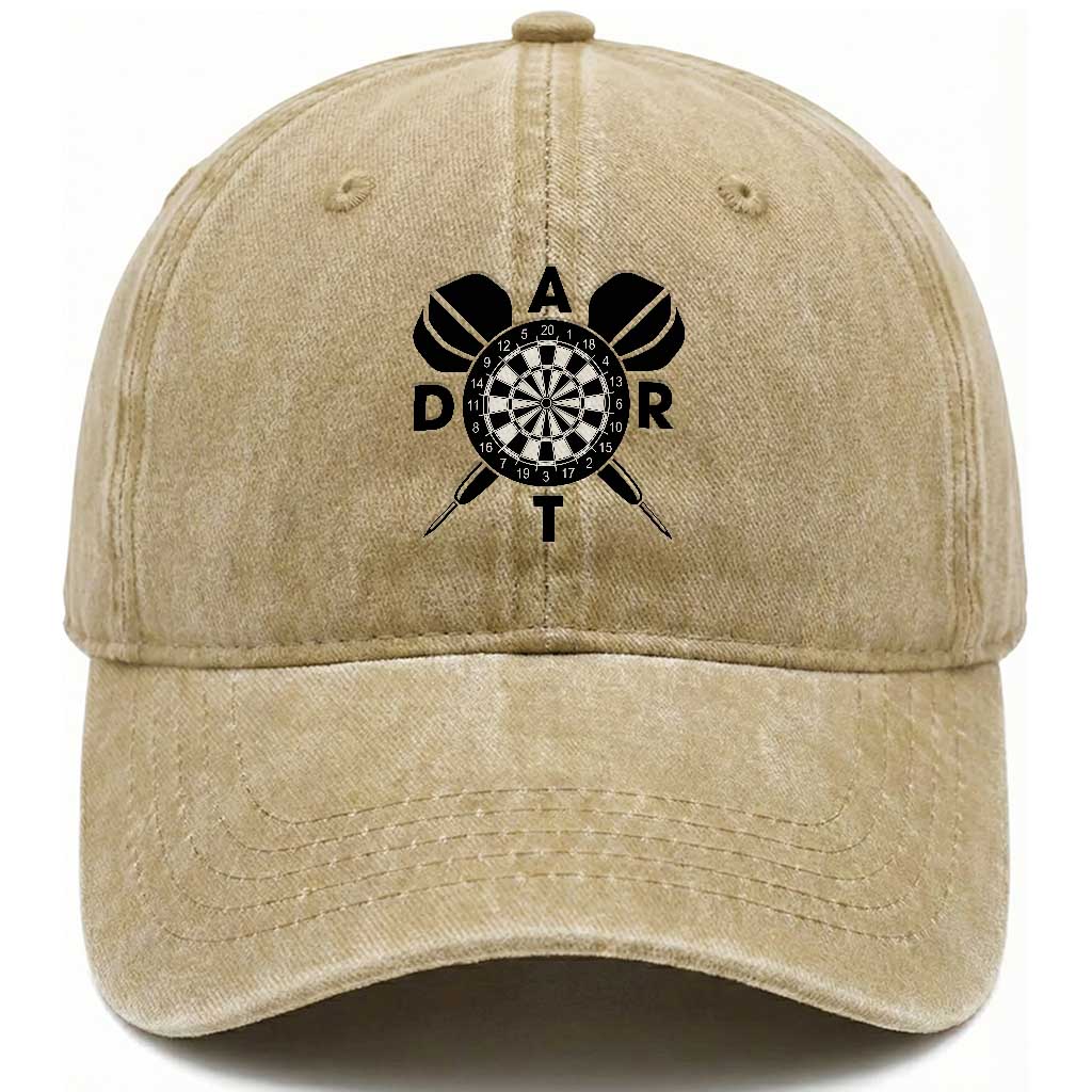 Vintage Dartboard Gift Idea For Dart Lover Washed Cotton Baseball Cap TS12 Print Your Wear