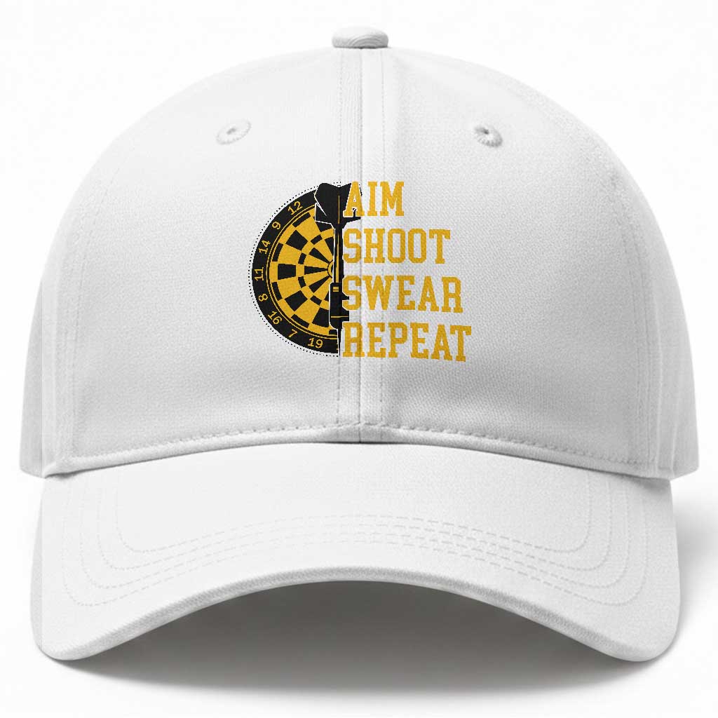 Funny Darts Retro Vintage Baseball Cap Aim Shoot Swear Repeat Dartist Gift TS12 Print Your Wear