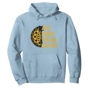 Funny Darts Retro Vintage Hoodie Aim Shoot Swear Repeat Dartist Gift TS12 Light Blue Print Your Wear