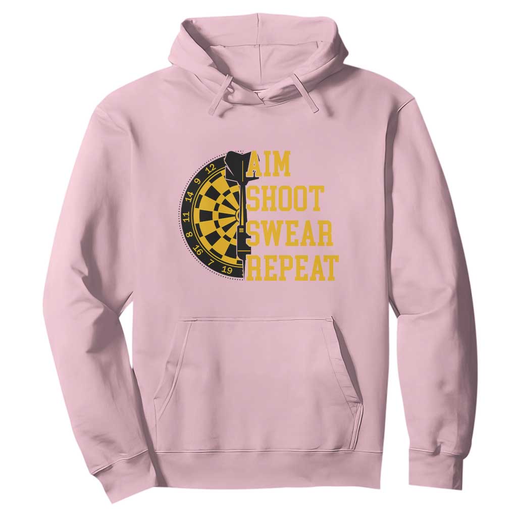 Funny Darts Retro Vintage Hoodie Aim Shoot Swear Repeat Dartist Gift TS12 Light Pink Print Your Wear