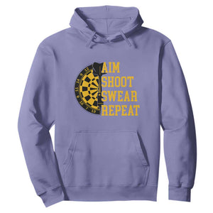 Funny Darts Retro Vintage Hoodie Aim Shoot Swear Repeat Dartist Gift TS12 Violet Print Your Wear